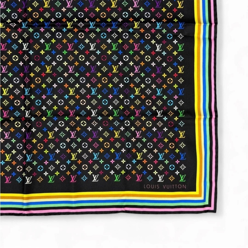 Louis Vuitton Black Multicolor Monogram Scarf - Picture 6 of 11